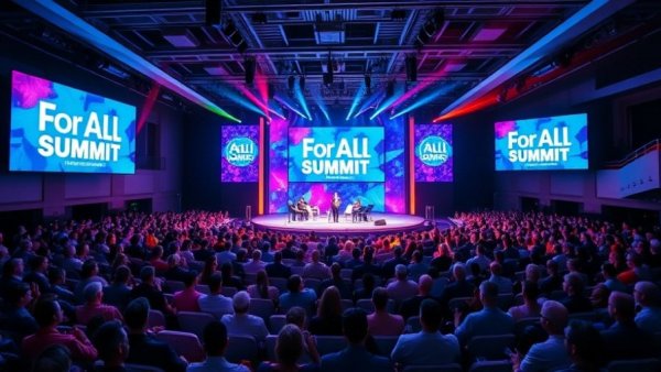 Inclusive workplace culture showcased at a vibrant 'For All Summit' conference.