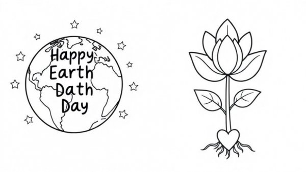 Earth Day coloring pages with globe and flower designs.