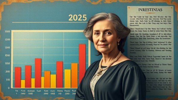 Historical woman with chart illustrating executive leadership.