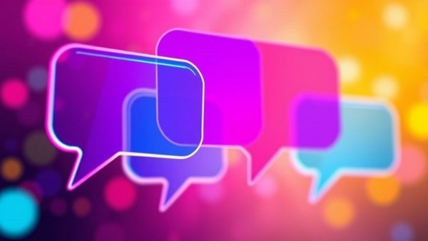 Vibrant abstract speech bubbles representing AI in leadership communication.