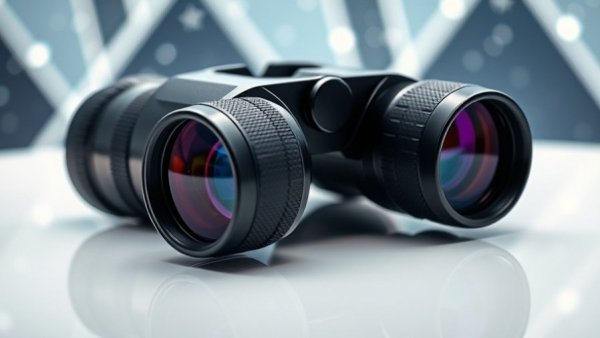 Modern binoculars with abstract shapes, reflecting AI leadership.