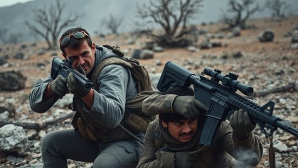 Intense Call of Duty movie scene with soldiers in action.