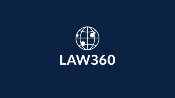 Law360 logo on a dark blue background, HR compliance branding.