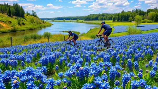 San Antonio outdoor activities in a scenic bluebonnet park.