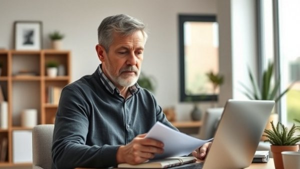 Man returning to school at 45, focused study session.