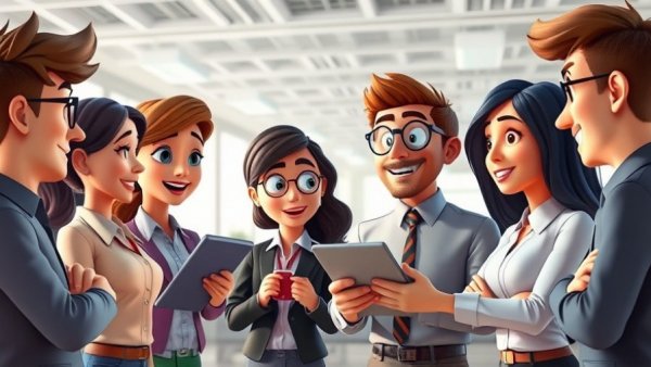 Sintra AI review scene with animated professionals in office