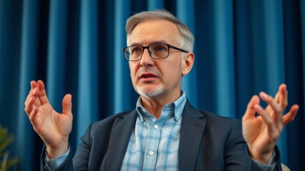 Mid-aged man engaging in discussion on Claude Mythos AI Governance.