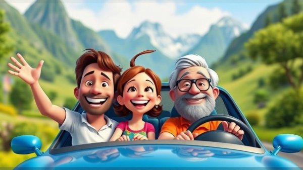 CoComelon facts for parents: Happy cartoon family in car trip.