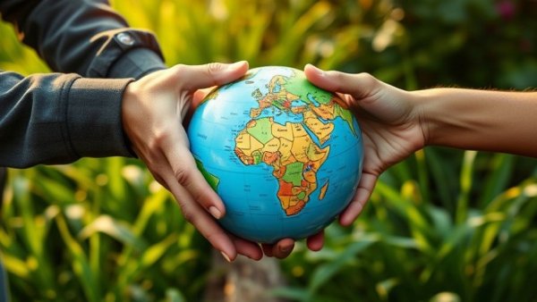 Earth Day Omaha 2026 cooperation symbolized with handmade globe exchange.