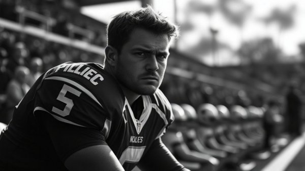 Valor in action with football player showing determination.