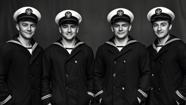 Historic photo of U.S. Navy sailors showcasing camaraderie.