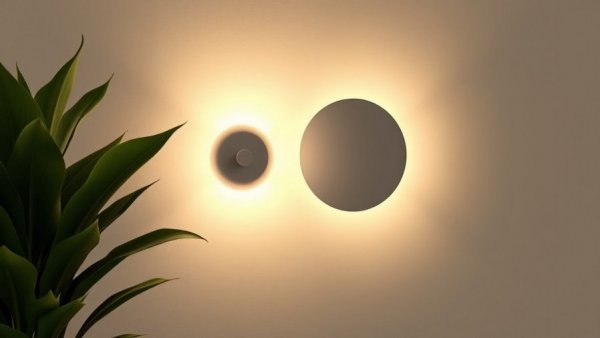 Modern IKEA lamp and plant in minimalist interior