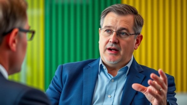 Man discussing AI infrastructure investment in a corporate setting.