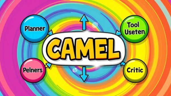 Illustration of CAMEL Multi-Agent System with colorful design