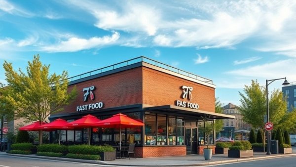 San Antonio restaurant exterior with red umbrellas and landscaping.