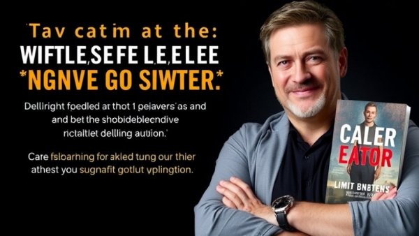 Event promo with author and book cover for AI startup funding.