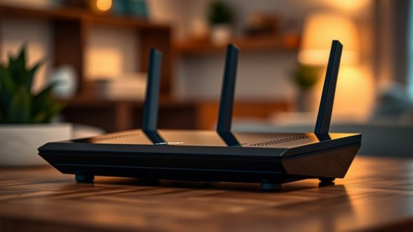 Modern wireless router on table, illustrating Wi-Fi challenges in smart homes.