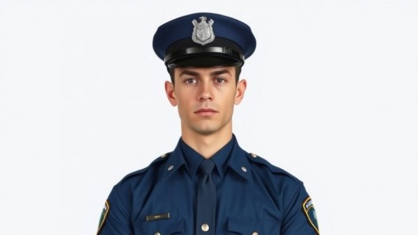 Serious officer in uniform, Life Saving Award Indiana State Police portrait.