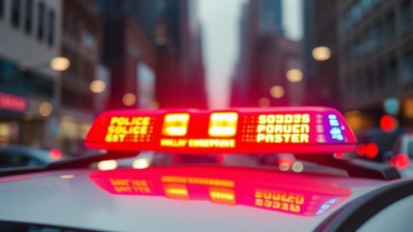 Blurred police lights representing pedestrian safety in Springfield.