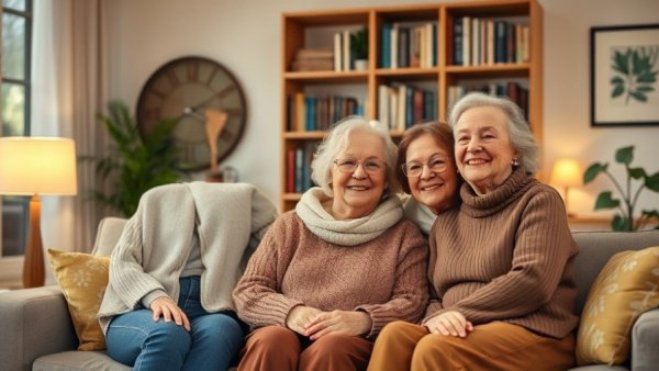 Three women representing multigenerational living in a cozy home.