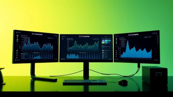 Graphical display of benchmarks for agentic reasoning in AI on a multi-monitor setup.