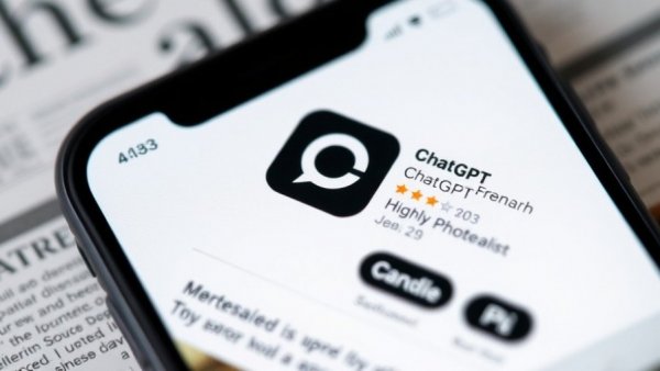 Close-up of ChatGPT app on smartphone, rated productivity tool.