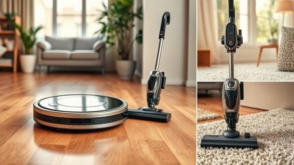 Collage of best vacuum cleaners for seasonal allergies in home.
