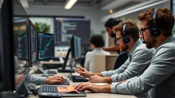 Developers coding in modern office for career growth assessment