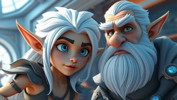Fantasy characters from a game, showcasing detailed design.