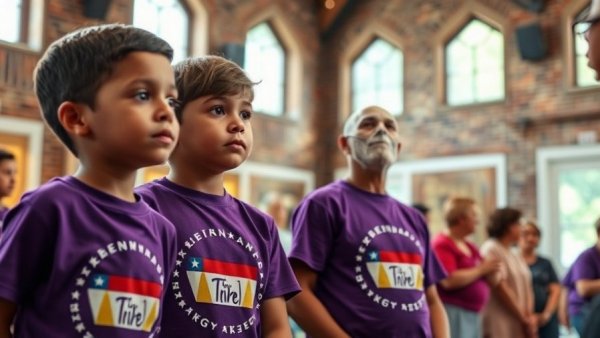 Valor in Action: Children listening attentively in community hall.