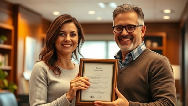 Local Preservation Efforts Recognized with an awarded plaque in a warm office.