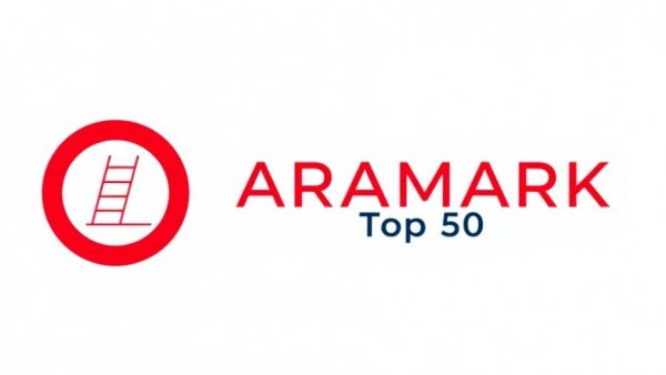 Aramark Top 50 logo; stylized red emblem with modern typography.