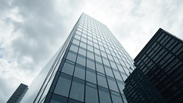 Modern corporate building exemplifying work design over AI access.