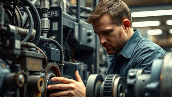 Industrial technician repairing machinery, linked to per diem schemes and employee performance.