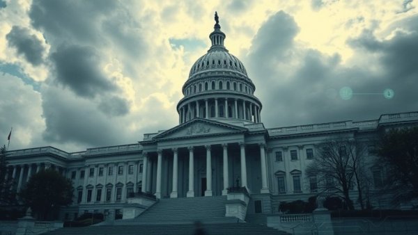 AI Data Centers Critical Infrastructure illustrated by Capitol and circuits.
