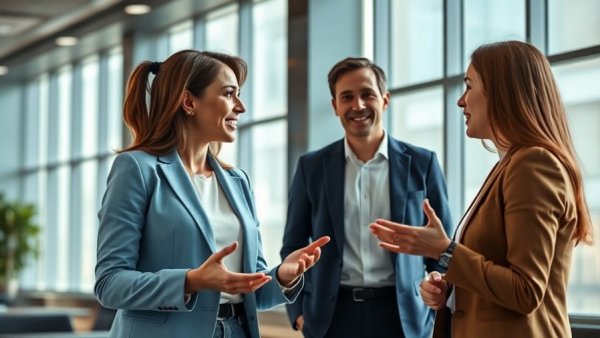 Leadership dialogue in modern office, showcasing Leadership Intelligence in the Age of AI.