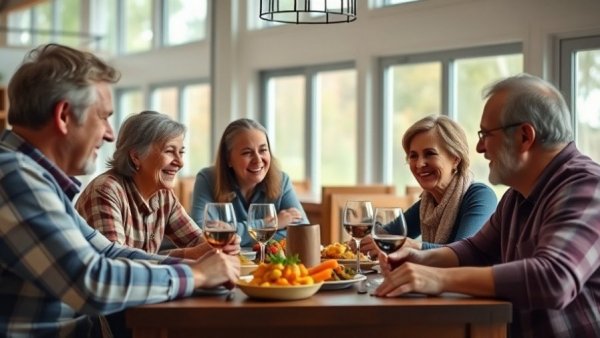 Family enjoying a meal together, celebrating Mother's Day.