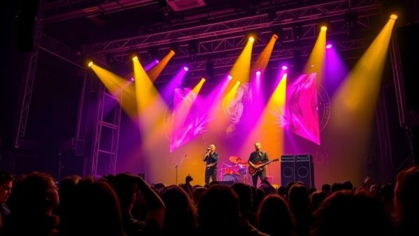 Mac DeMarco concert in Omaha with vibrant stage lights and performers.
