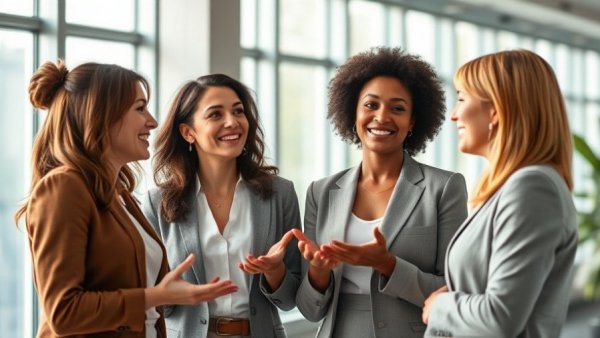 Two women discussing leadership intelligence over AI in a modern office.