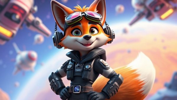 Star Fox character design in futuristic pilot gear