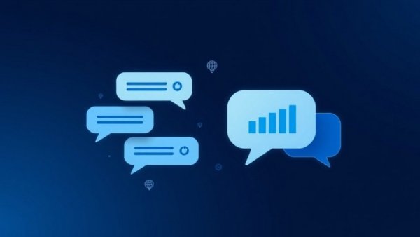 Illustration of online communication with chat bubbles and icons, representing generative AI in seismic data processing.