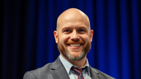 Confident man in suit smiling, conveying reputation management