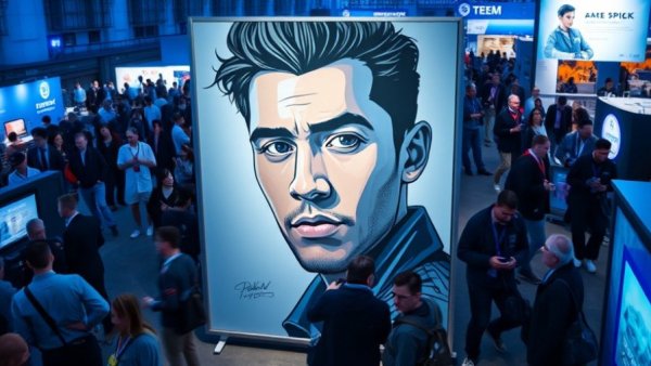 Stylized illustration at Berkshire Hathaway event highlighting leadership