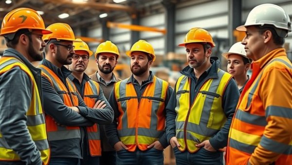 Leadership development training for employees at a construction site.