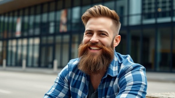 Man seated on bench, smiling in urban setting; AI startup funding context.