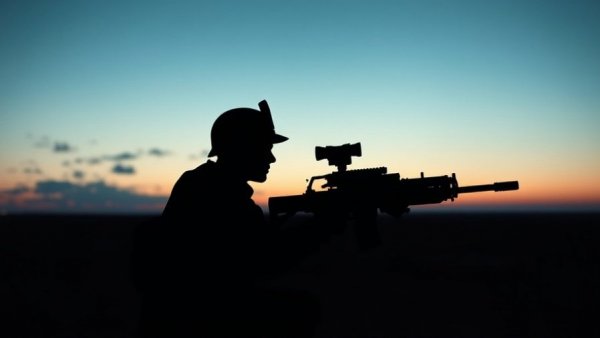 Silhouetted soldier during Russia daytime drone operations