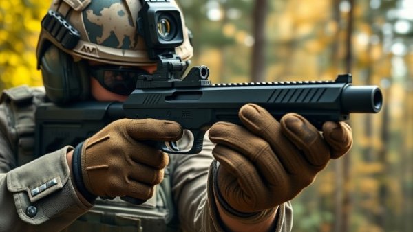 Military personnel with SIG Sauer M17 pistol during firing exercise.