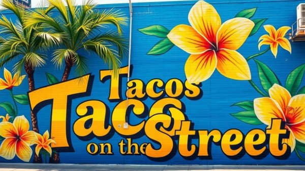 Colorful mural at a new taqueria in San Antonio.