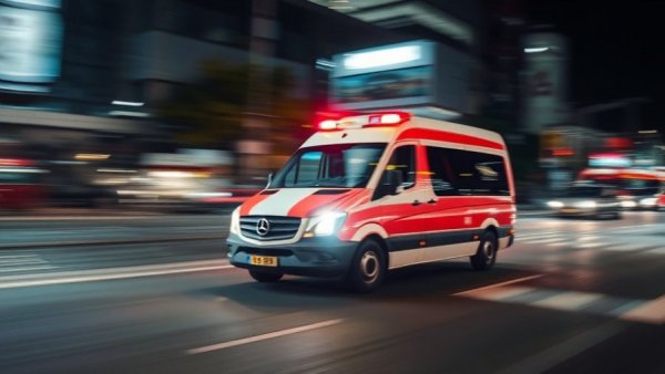Speeding ambulance at night during a rollover crash on I-294.
