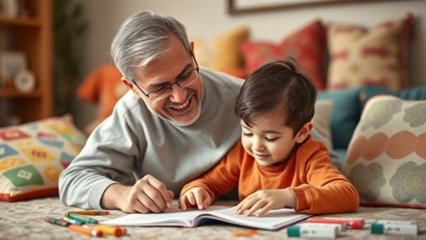Parent assisting kid with math homework in cozy setting.